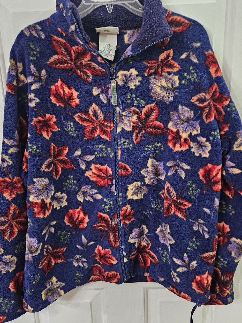 Vintage 90s Northern Reflections All Over Print Floral Leaf Fleece Jacket Sz M
